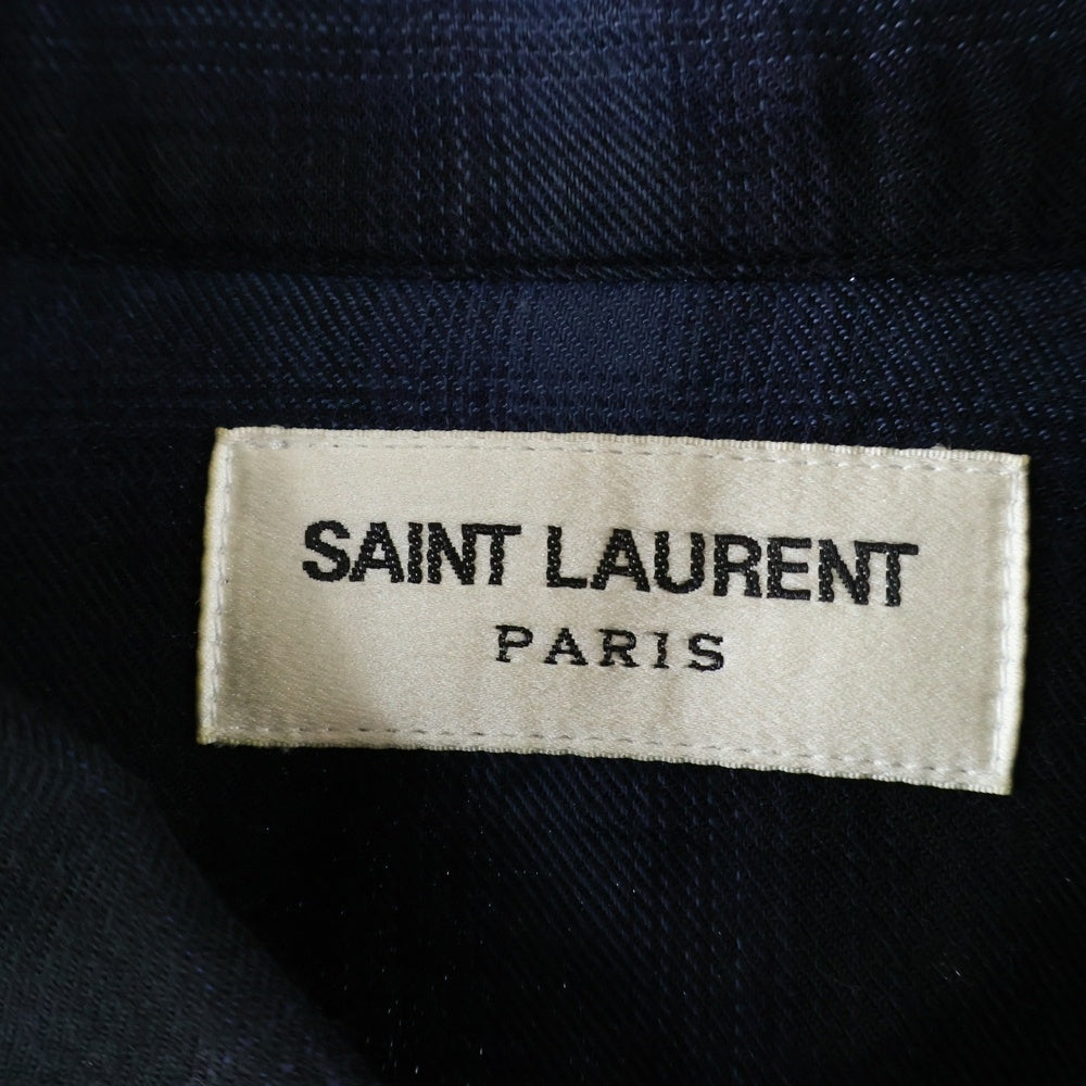 SAINT LAURENT PARIS(サンローランパリ) 16AW オンブレチェックウェスタン長袖シャツ ブルー/ブラック 455166 Y729B