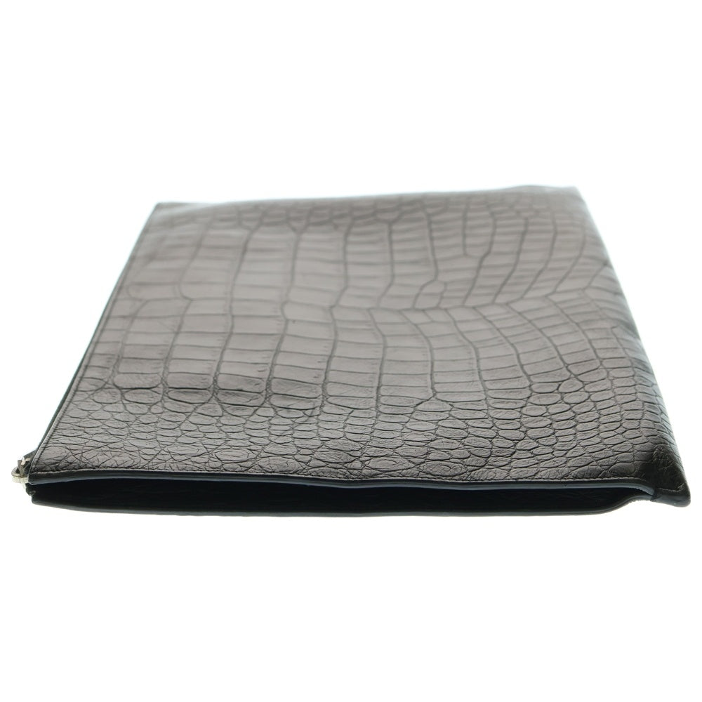 SAINT LAURENT PARIS(サンローランパリ) クロコダイル エンボスカーフレザー クラッチバッグ ブラック