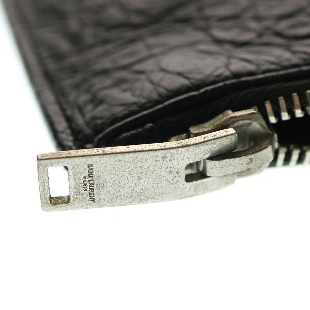 SAINT LAURENT PARIS(サンローランパリ) クロコダイル エンボスカーフレザー クラッチバッグ ブラック