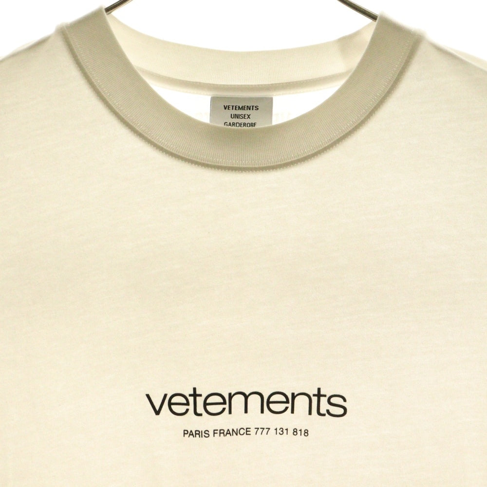 VETEMENTS(ヴェトモン) 24SS LIGHT JERSEY TEE UE64TR150W ラバーロゴ半袖Tシャツ ホワイト