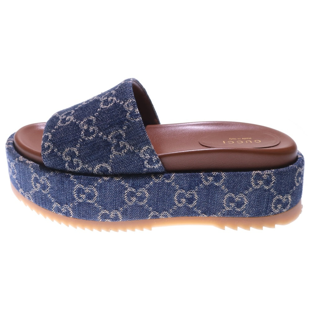 GUCCI(グッチ) GGモノグラム プラットフォーム スライド サンダル インディゴ 623212