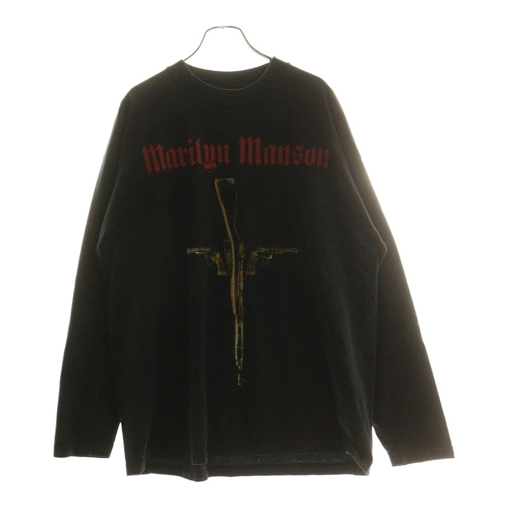 VINTAGE(ヴィンテージ) MARILYN MANSON GUNS GOD GOVERNMENT マリリンマンソン フロントプリント長袖Tシャツカットソー ブラック