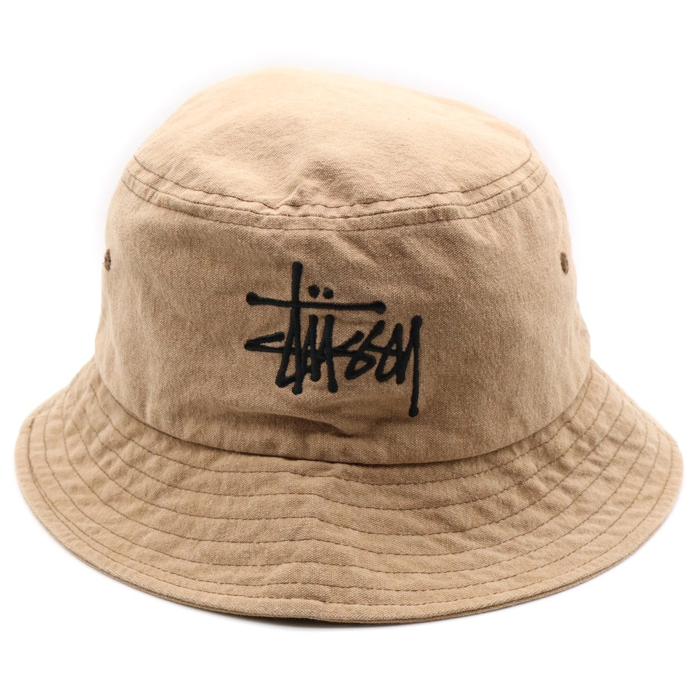 STUSSY(ステューシー) ロゴ刺繍コットンバケットハット ブラウン