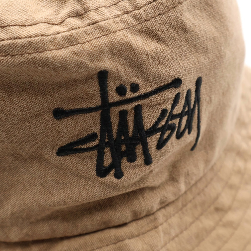 STUSSY(ステューシー) ロゴ刺繍コットンバケットハット ブラウン