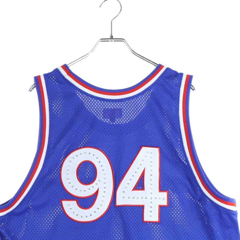 SUPREME(シュプリーム) 19SS Rhinestone Basketball Jersey ラインストーンバスケットボールジャージー メッシュタンクトップ ブルー