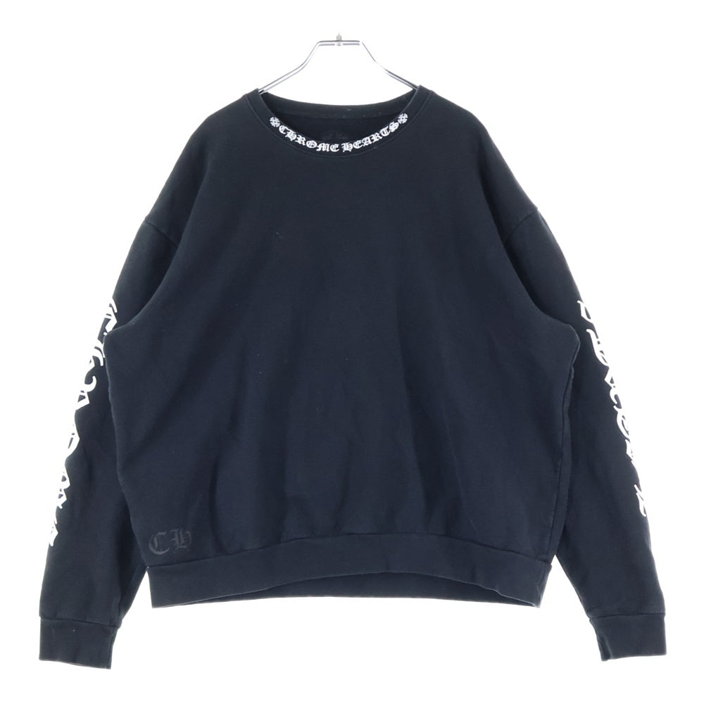 CHROME HEARTS(クロムハーツ) SWTSHRT PLVR ネックロゴプリント クルーネックスウェットトレーナー ブラック