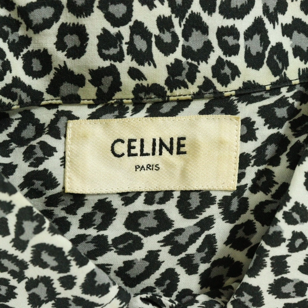 CELINE(セリーヌ) 20SS レオパード柄 ハワイアン長袖シャツ ブラック/ホワイト 2C268900H