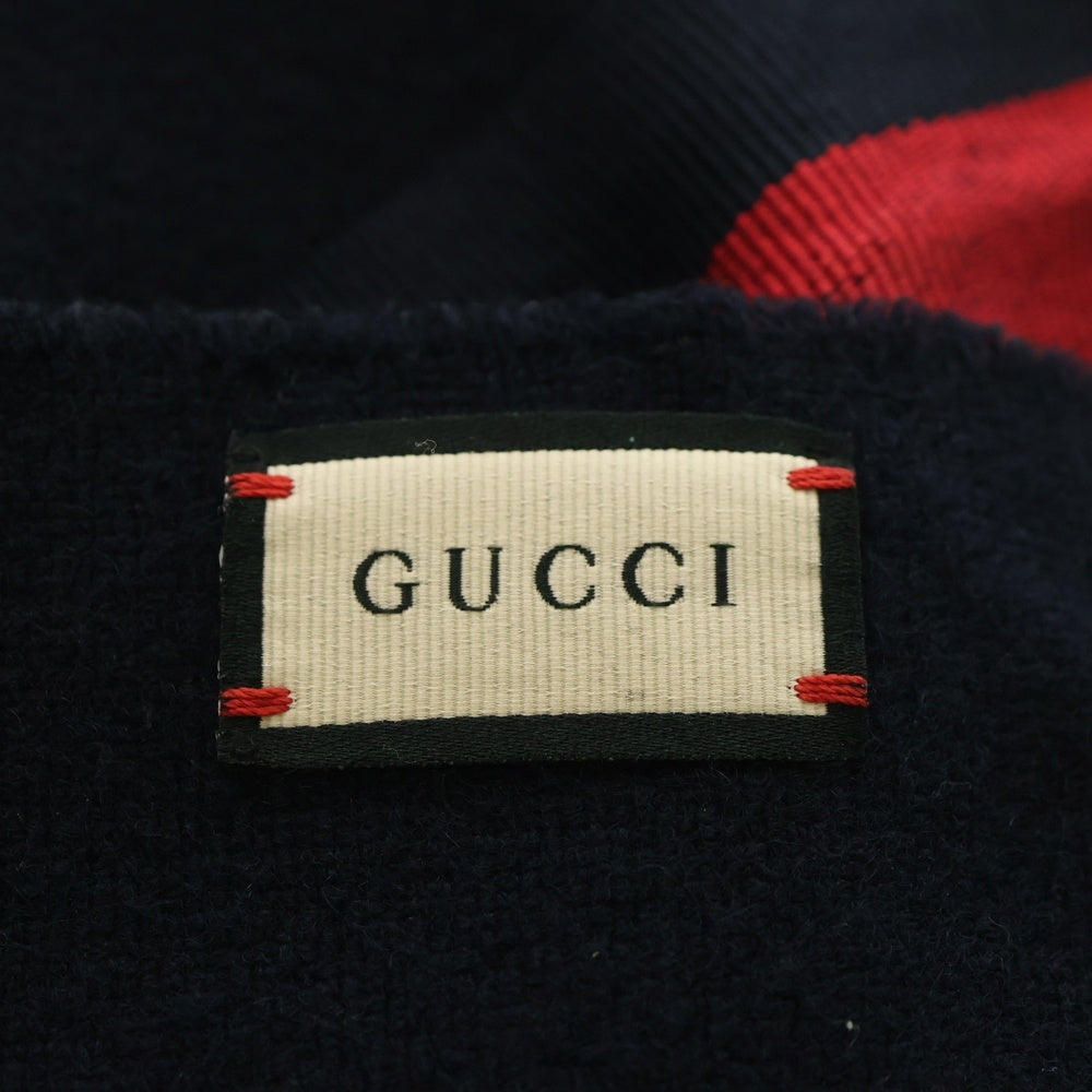 GUCCI(グッチ) ハチ刺繍 カシミヤ シルク マフラー ネイビー 475513