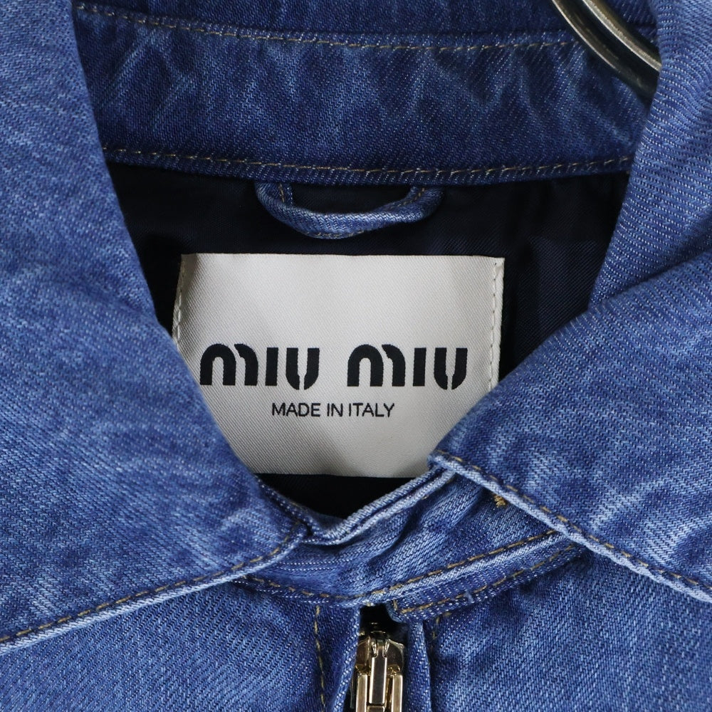 miumiu(ミュウミュウ) ロゴ刺繍 デニムダウンジャケット ダブルジップ インディゴ GWB219 S000 15PP