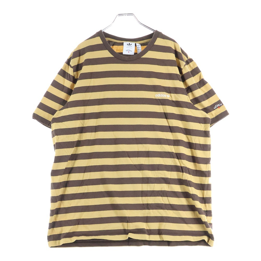 adidas(アディダス) ×NOAH ボーダー 半袖Tシャツカットソー ブラウン/イエロー HI2930