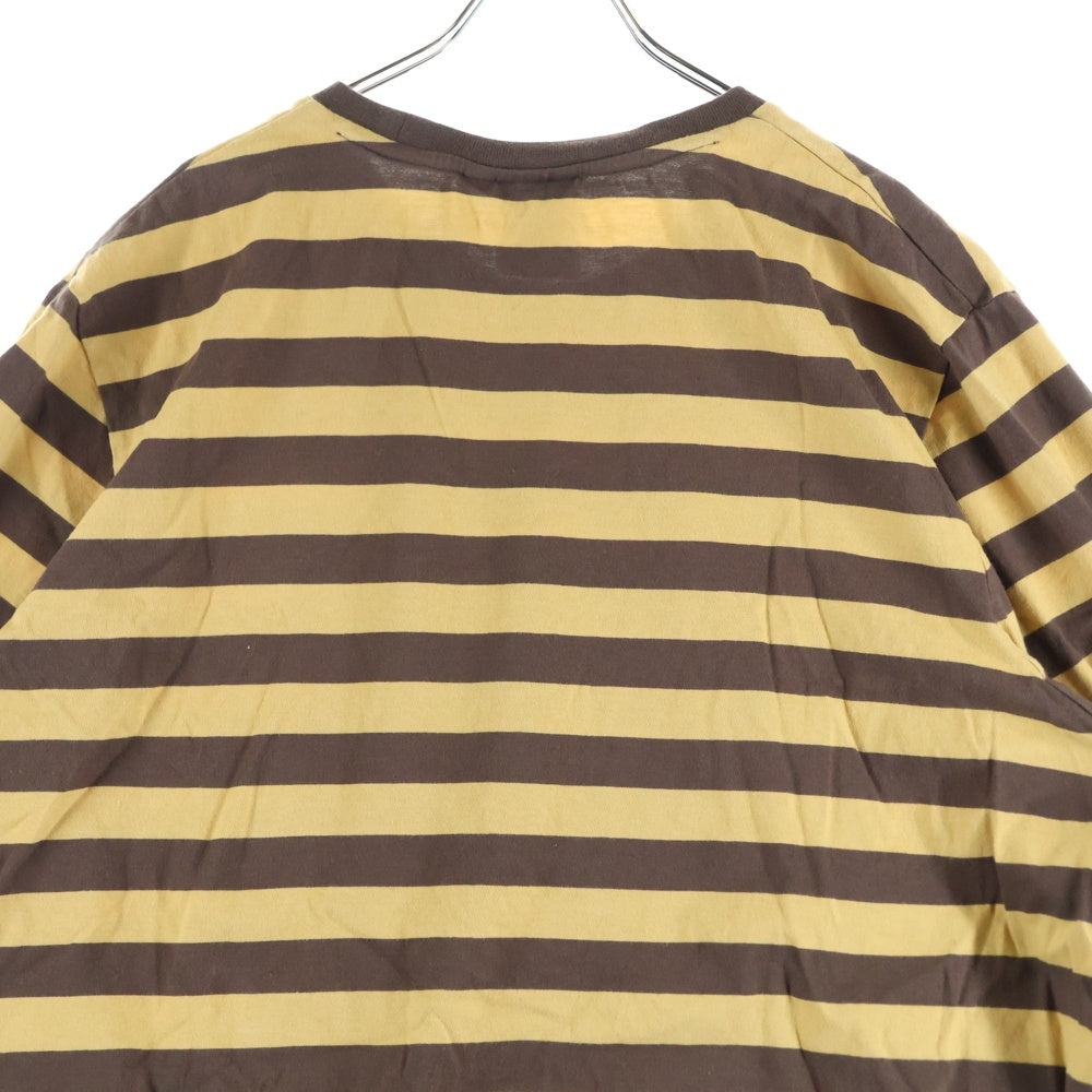 adidas(アディダス) ×NOAH ボーダー 半袖Tシャツカットソー ブラウン/イエロー HI2930