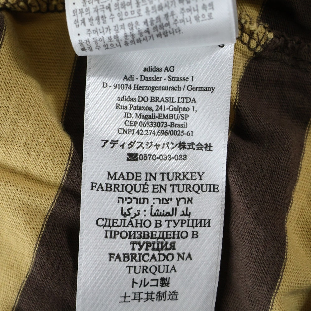 adidas(アディダス) ×NOAH ボーダー 半袖Tシャツカットソー ブラウン/イエロー HI2930