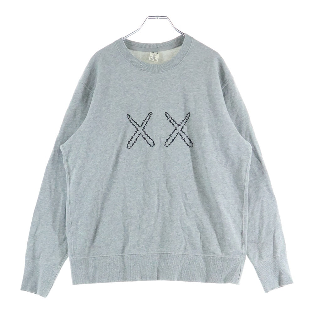 KAWS(カウズ) ×UNIQLO SESAME STREET ユニクロ セサミストリート フロント刺? クルーネックスウェット グレー
