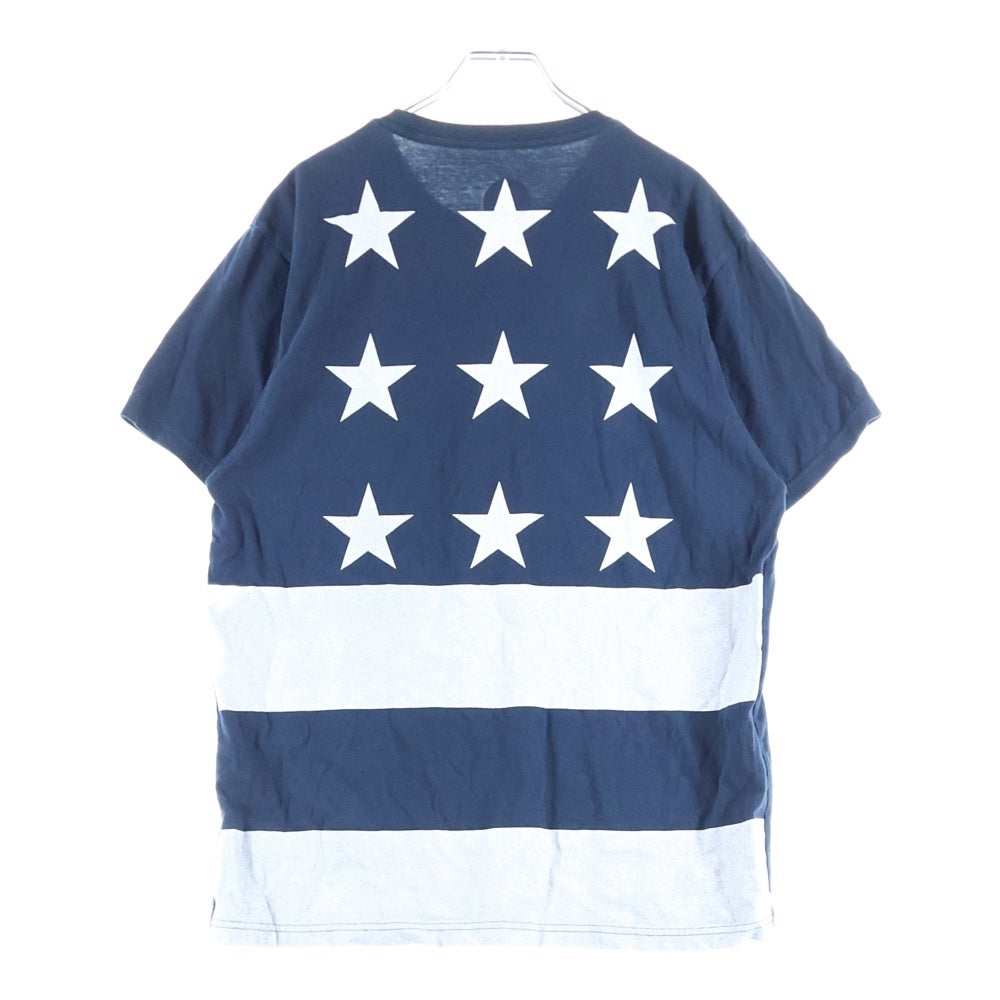 NO BRAND(ノーブランド) バックスタープリント 半袖Tシャツカットソー ネイビー