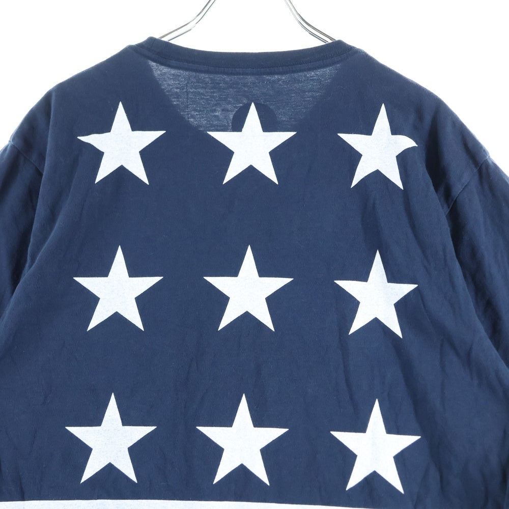 NO BRAND(ノーブランド) バックスタープリント 半袖Tシャツカットソー ネイビー