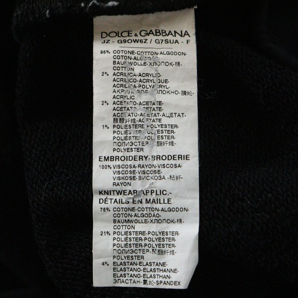 DOLCE & GABBANA(ドルチェアンドガッバーナ) クラウンKロゴ刺繍クルーネックスウェットトレーナー G9OW6Z ブラック