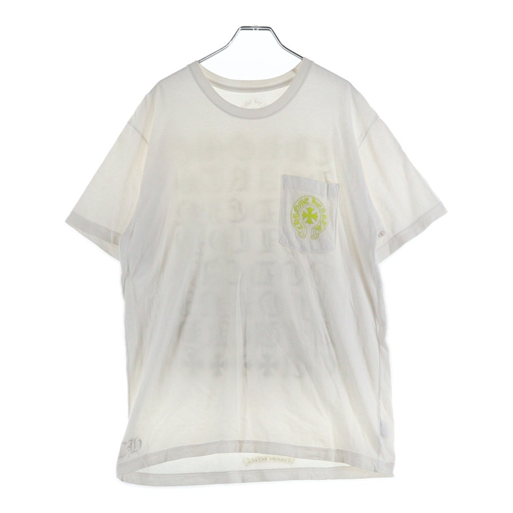 CHROME HEARTS(クロムハーツ) CH T-SHRT フロントホースシュー 英字バックプリント 半袖Tシャツ ホワイト /イエロー