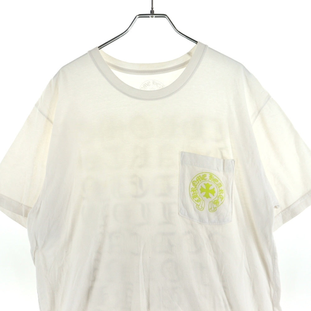 CHROME HEARTS(クロムハーツ) CH T-SHRT フロントホースシュー 英字バックプリント 半袖Tシャツ ホワイト /イエロー