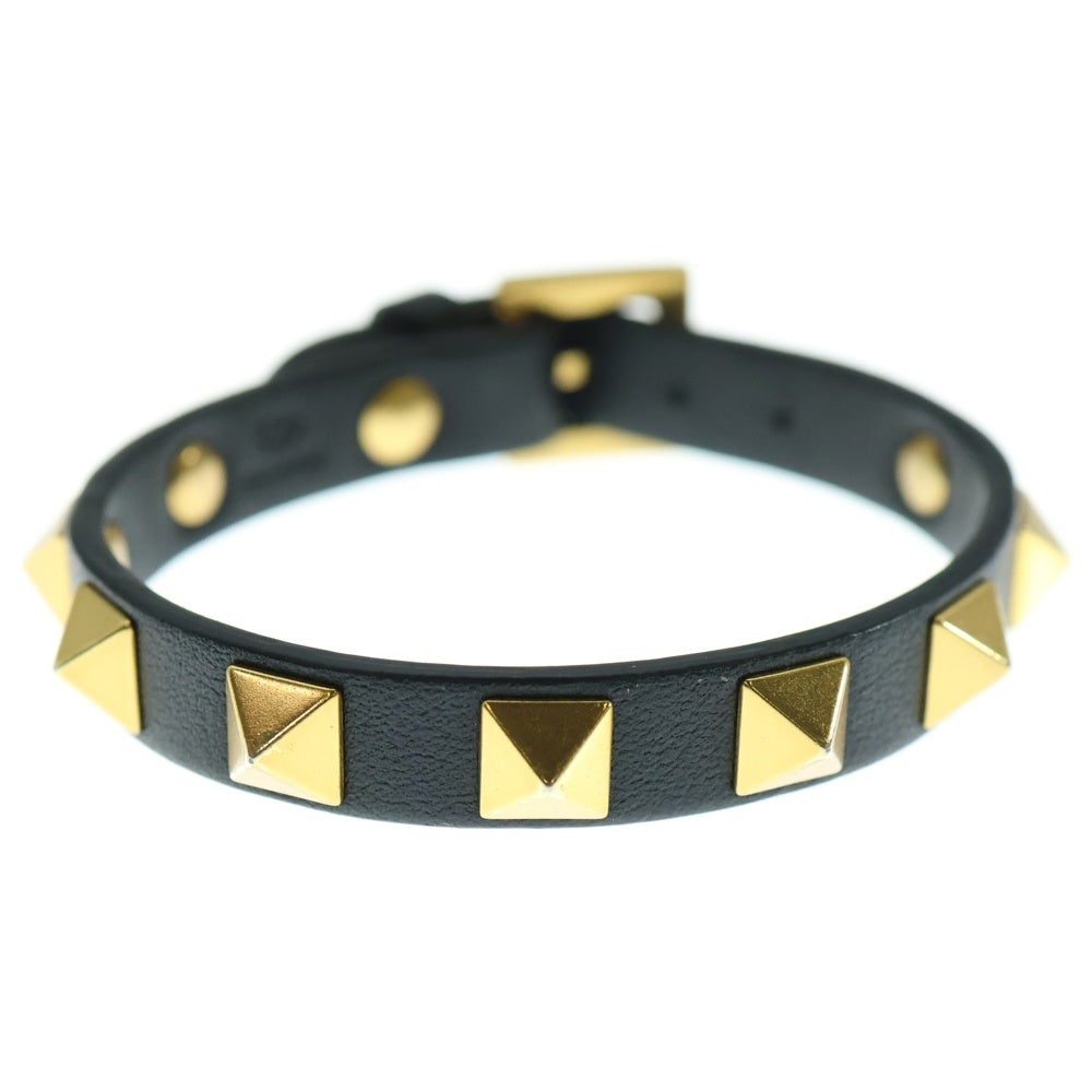 VALENTINO(ヴァレンティノ) ロックスタッズ レザーブレスレット ブラック/ゴールド