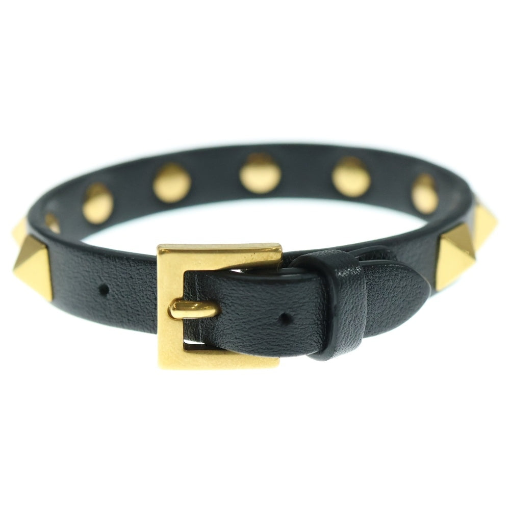 VALENTINO(ヴァレンティノ) ロックスタッズ レザーブレスレット ブラック/ゴールド