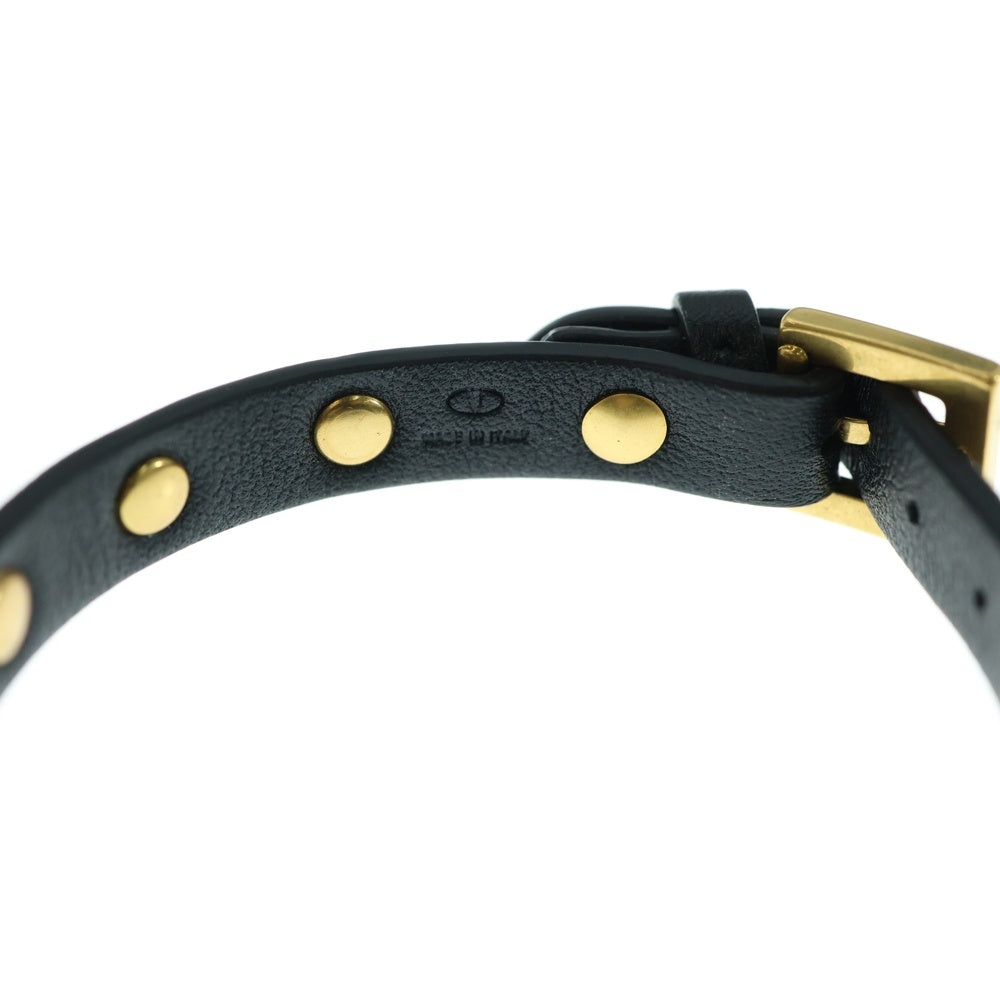 VALENTINO(ヴァレンティノ) ロックスタッズ レザーブレスレット ブラック/ゴールド レディース