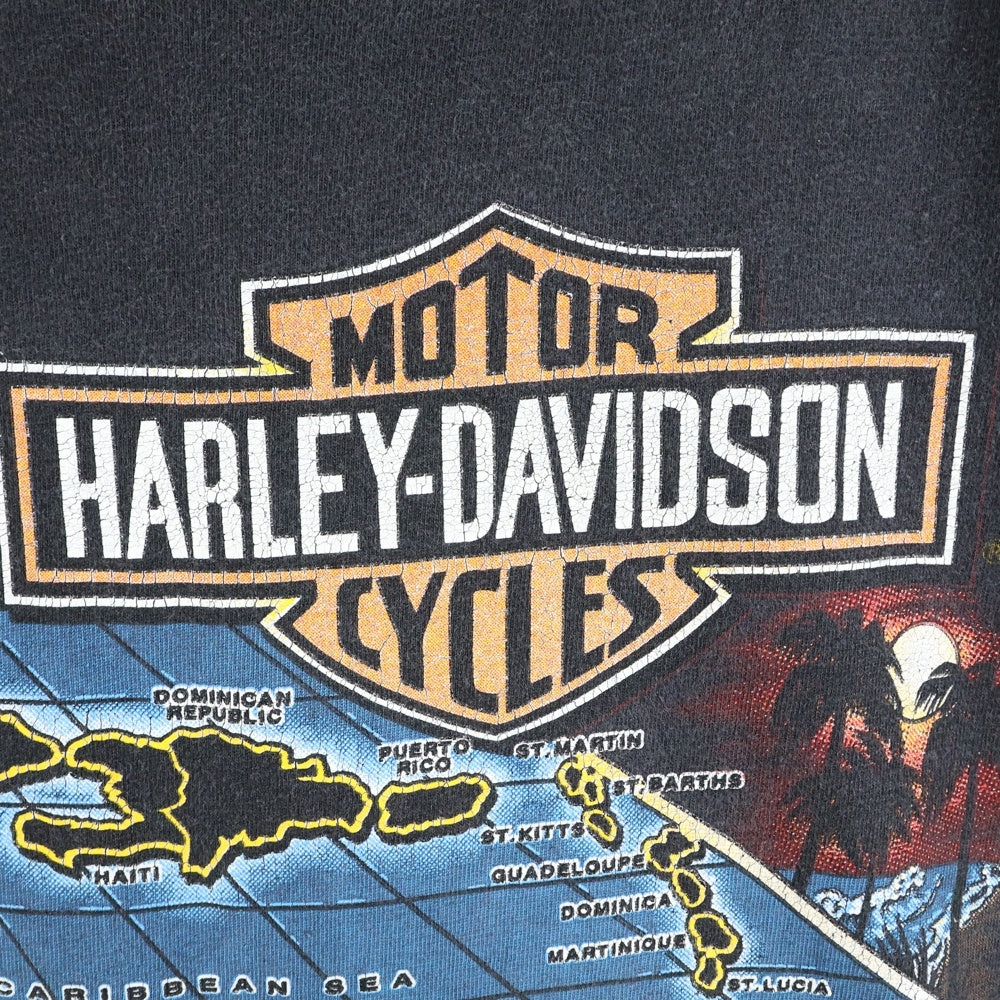 HARLEY DAVIDSON(ハーレーダビッドソン) 90S VINTAGE フロント モーターサイクルプリント 半袖Tシャツカットソー ブラック