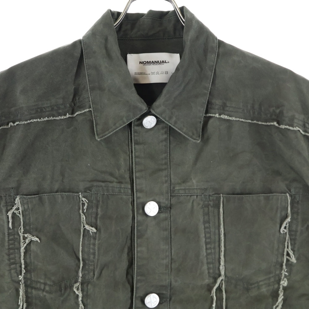 NOMANUAL(ノーマニュアル) キャンバス地 トラッカージャケット カーキ NM63JK04M1