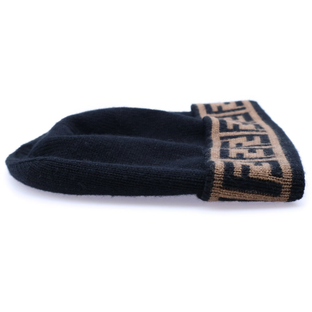 FENDI(フェンディ) ズッカ柄 ウール ニットキャップ ビーニー 帽子 ブラック FXQ056 A88C レディース