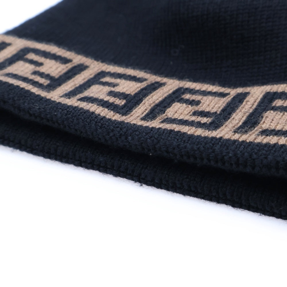 FENDI(フェンディ) ズッカ柄 ウール ニットキャップ ビーニー 帽子 ブラック FXQ056 A88C レディース