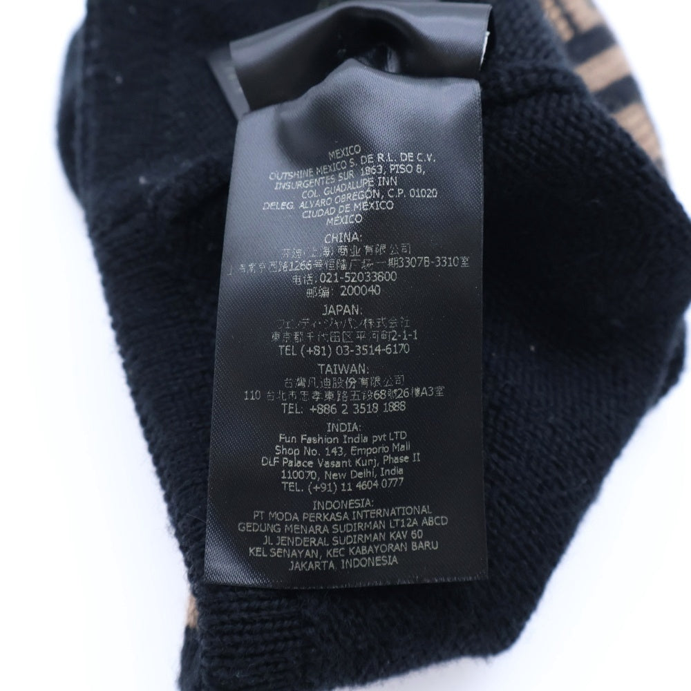 FENDI(フェンディ) ズッカ柄 ウール ニットキャップ ビーニー 帽子 ブラック FXQ056 A88C レディース