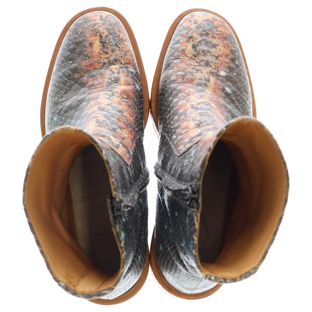 Maison Martin Margiela(メゾンマルタンマルジェラ) 13AW パイソン転写 レザー サイドジップ ブーツ マルチ