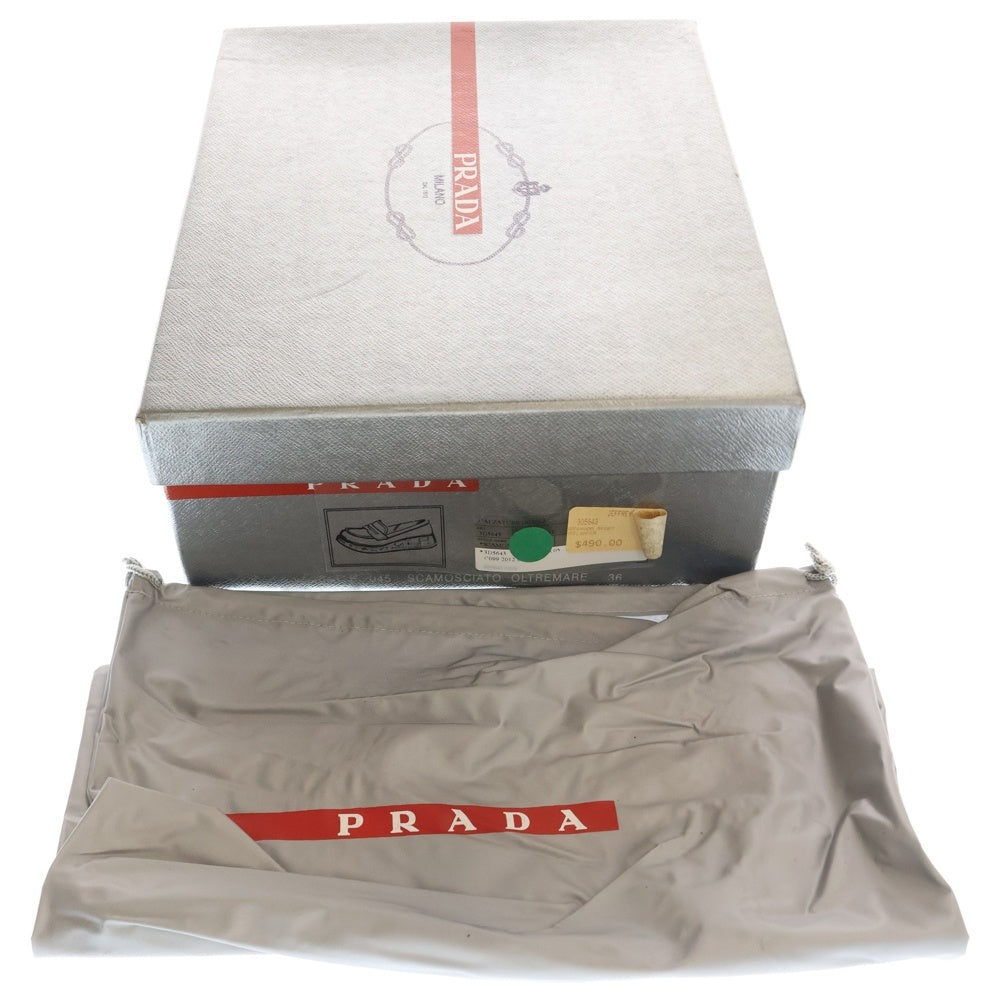 PRADA(プラダ) スエードレザーヒールローファー シューズ ネイビー レディース