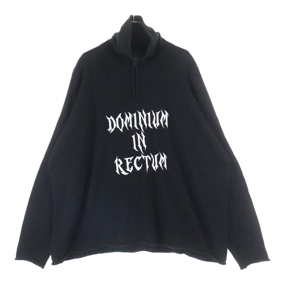 VETEMENTS(ヴェトモン) DOMINIUM IN RECTUM KNIT プリント ハーフジップ ニット セーター UAH20KN609 ブラック