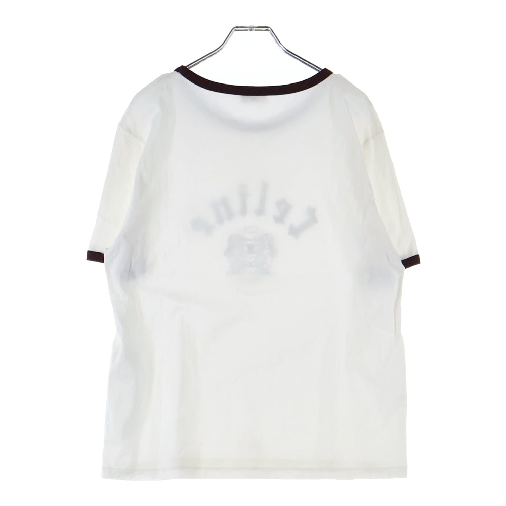 CELINE(セリーヌ) フロントカレッジロゴプリント 半袖リンガーTシャツ カットソー ホワイト RX04A671Q