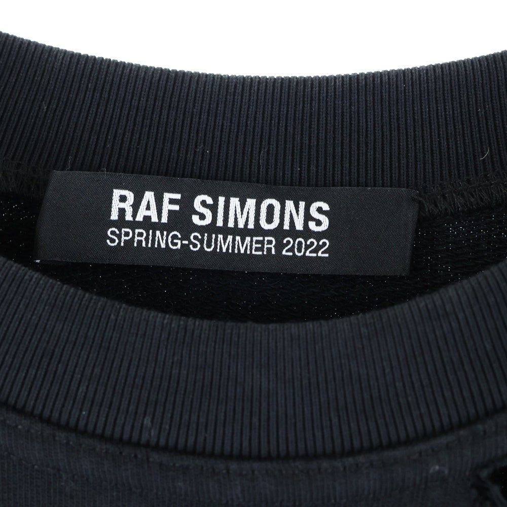 RAF SIMONS(ラフシモンズ) 22SS DESTROYED CREWNECK デストロイ クルーネックスウェットトレーナー ブラック 221-M168 19003-0099