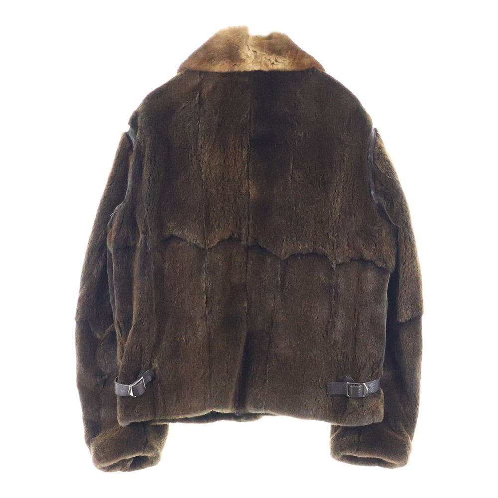 GIORGIO ARMANI(ジョルジオアルマーニ) ファーレザーボタンシャツジャケット ブラウン