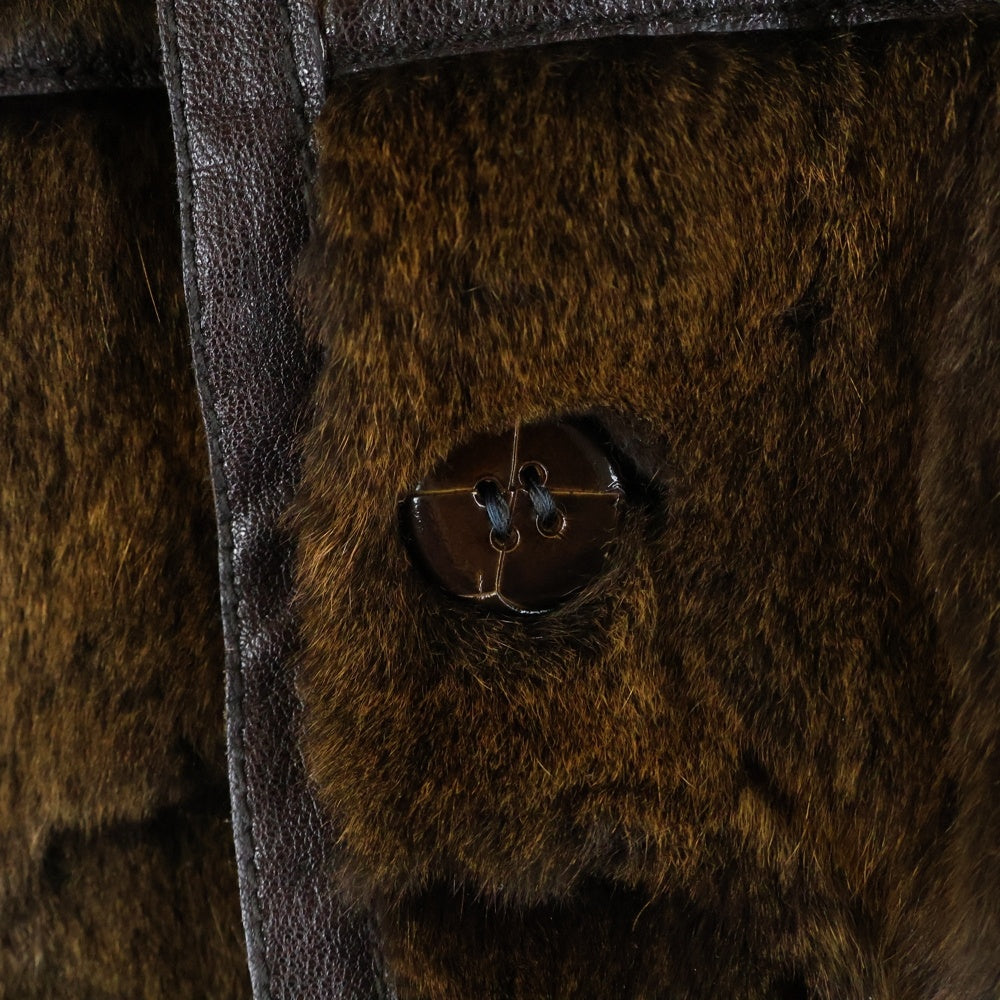 GIORGIO ARMANI(ジョルジオアルマーニ) ファーレザーボタンシャツジャケット ブラウン