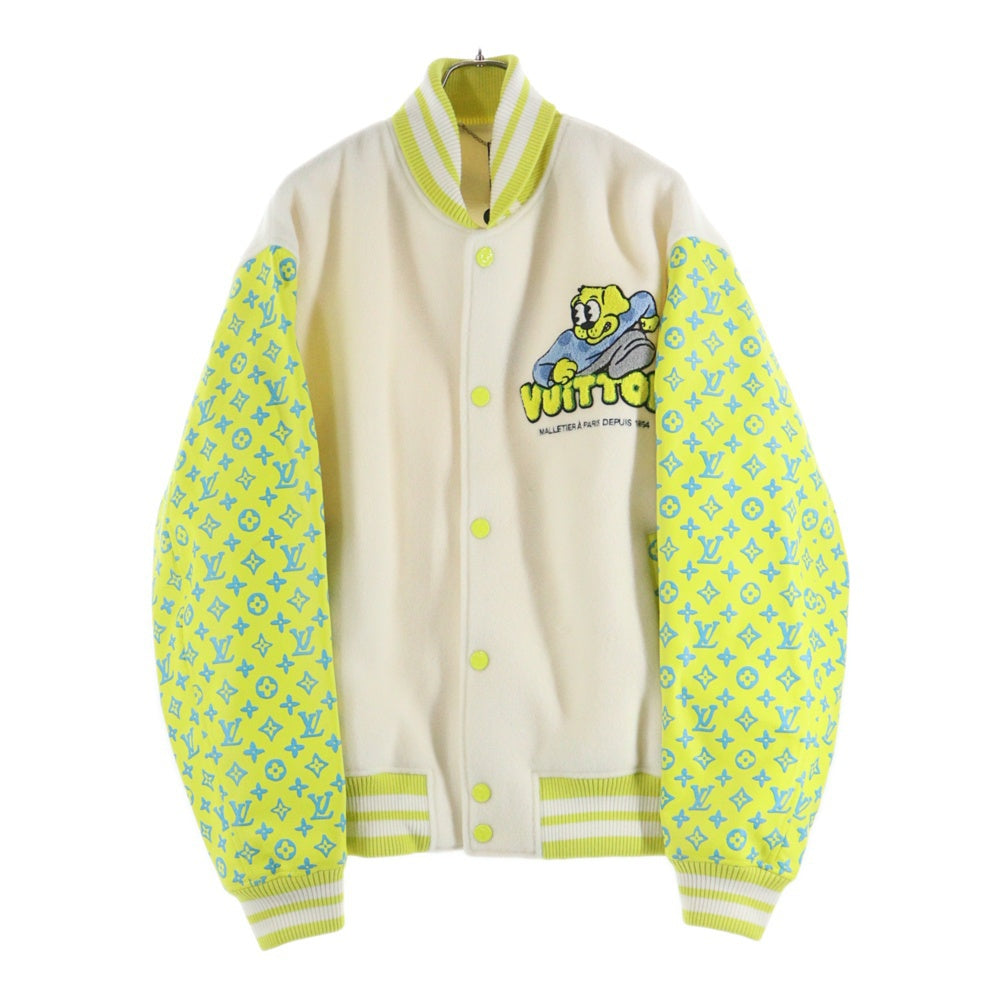 LOUIS VUITTON(ルイヴィトン) 23SS モノグラムプレイグラウンドバーシティブルゾンスタジアムジャケット RM231 YJ3 HOL62E ホワイト/イエロー