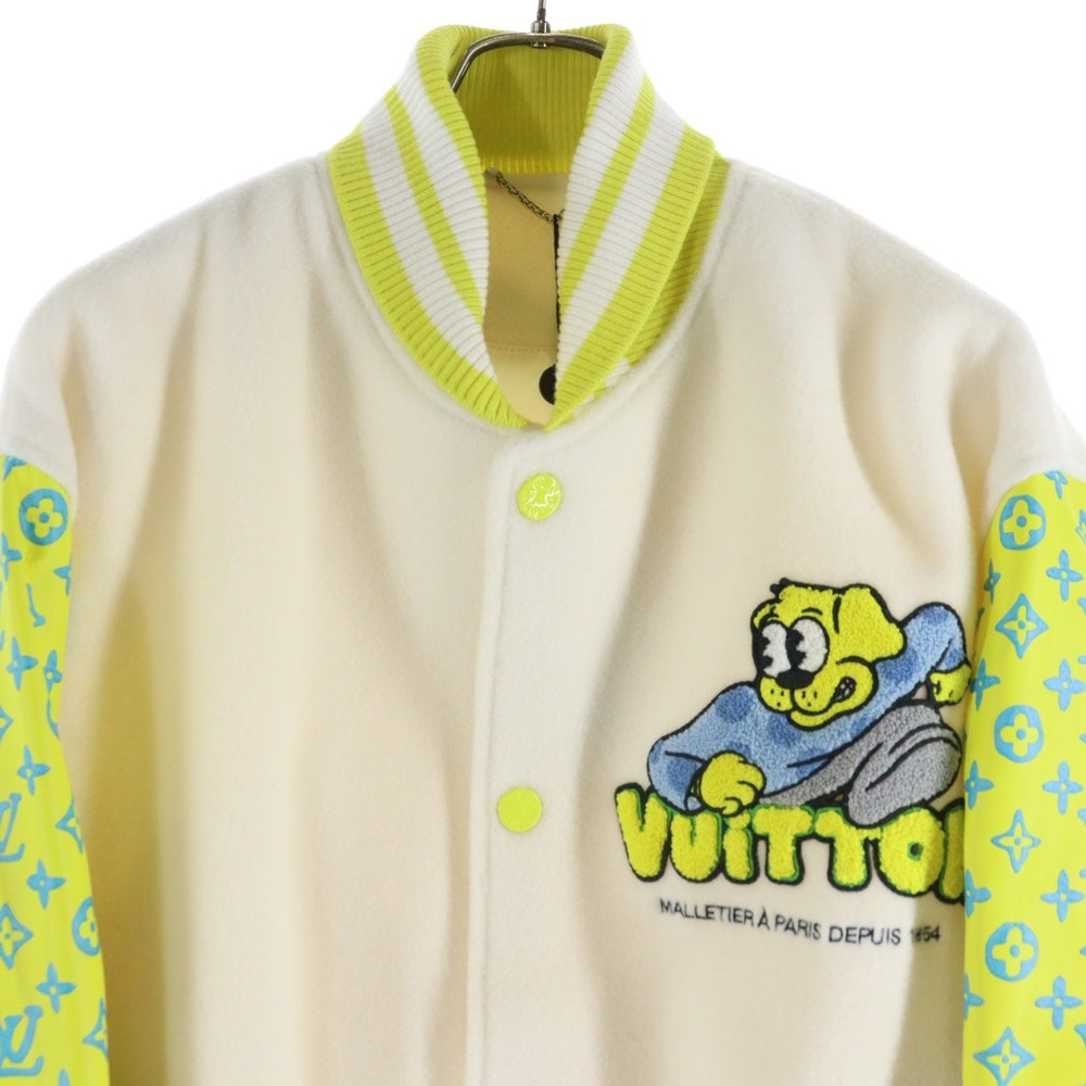 LOUIS VUITTON(ルイヴィトン) 23SS モノグラムプレイグラウンドバーシティブルゾンスタジアムジャケット RM231 YJ3 HOL62E ホワイト/イエロー