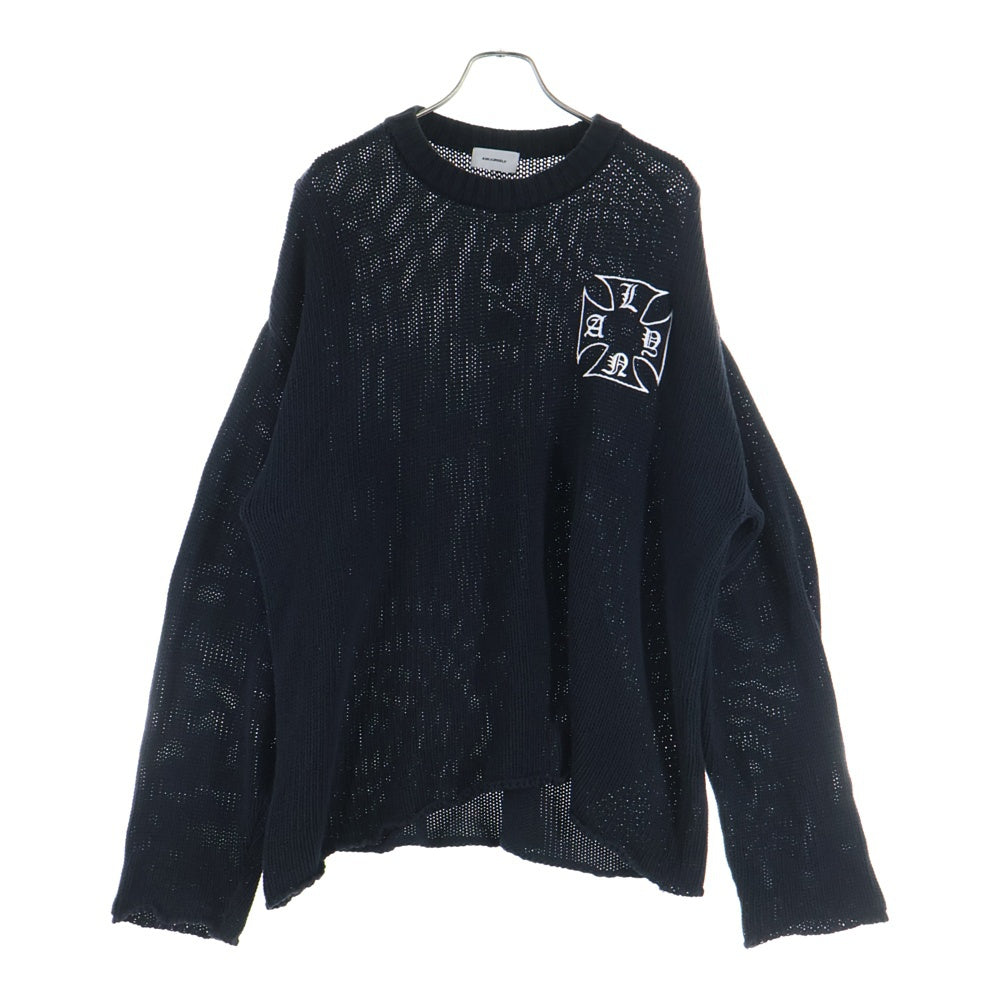 ASKYURSELF(アスクユアセルフ) ×LAST NEST ロゴ刺繍 ニットセーター ブラック