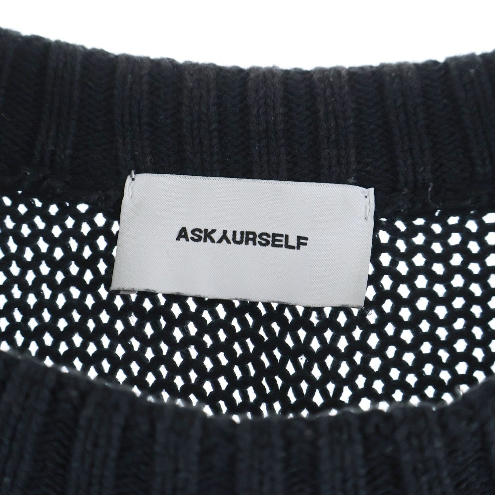 ASKYURSELF(アスクユアセルフ) ×LAST NEST ロゴ刺繍 ニットセーター ブラック