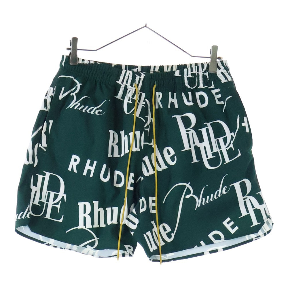 RHUDE(ルード) LOGOMANIA TRUNKS PANT ロゴプリント スウィムショーツ グリーン/ホワイト