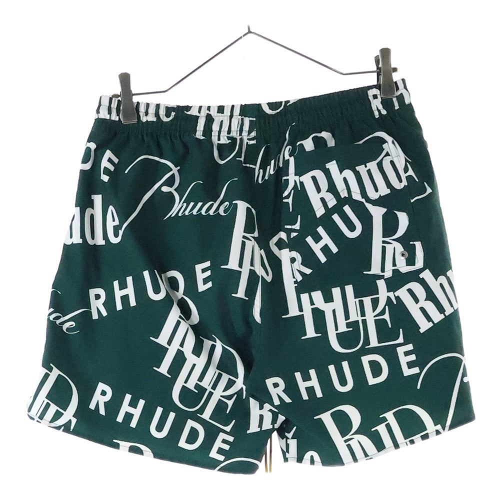 RHUDE(ルード) LOGOMANIA TRUNKS PANT ロゴプリント スウィムショーツ グリーン/ホワイト