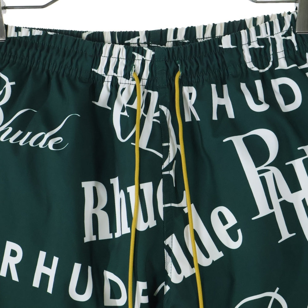 RHUDE(ルード) LOGOMANIA TRUNKS PANT ロゴプリント スウィムショーツ グリーン/ホワイト
