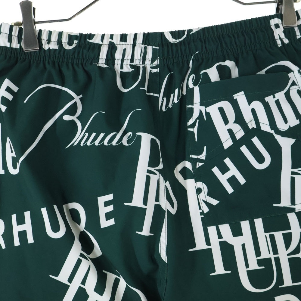 RHUDE(ルード) LOGOMANIA TRUNKS PANT ロゴプリント スウィムショーツ グリーン/ホワイト