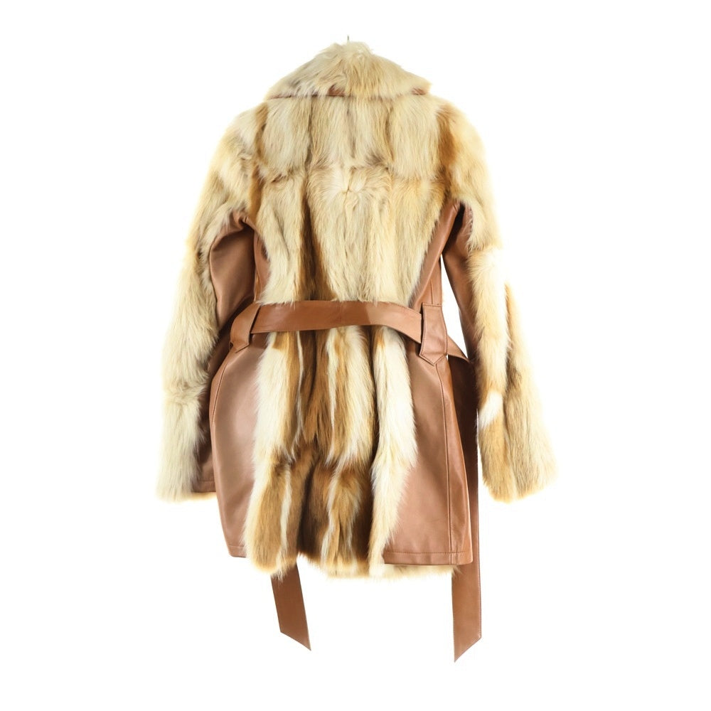 DOLCE & GABBANA(ドルチェアンドガッバーナ) ファーコートレザージャケット ブラウン EFR4K 9668