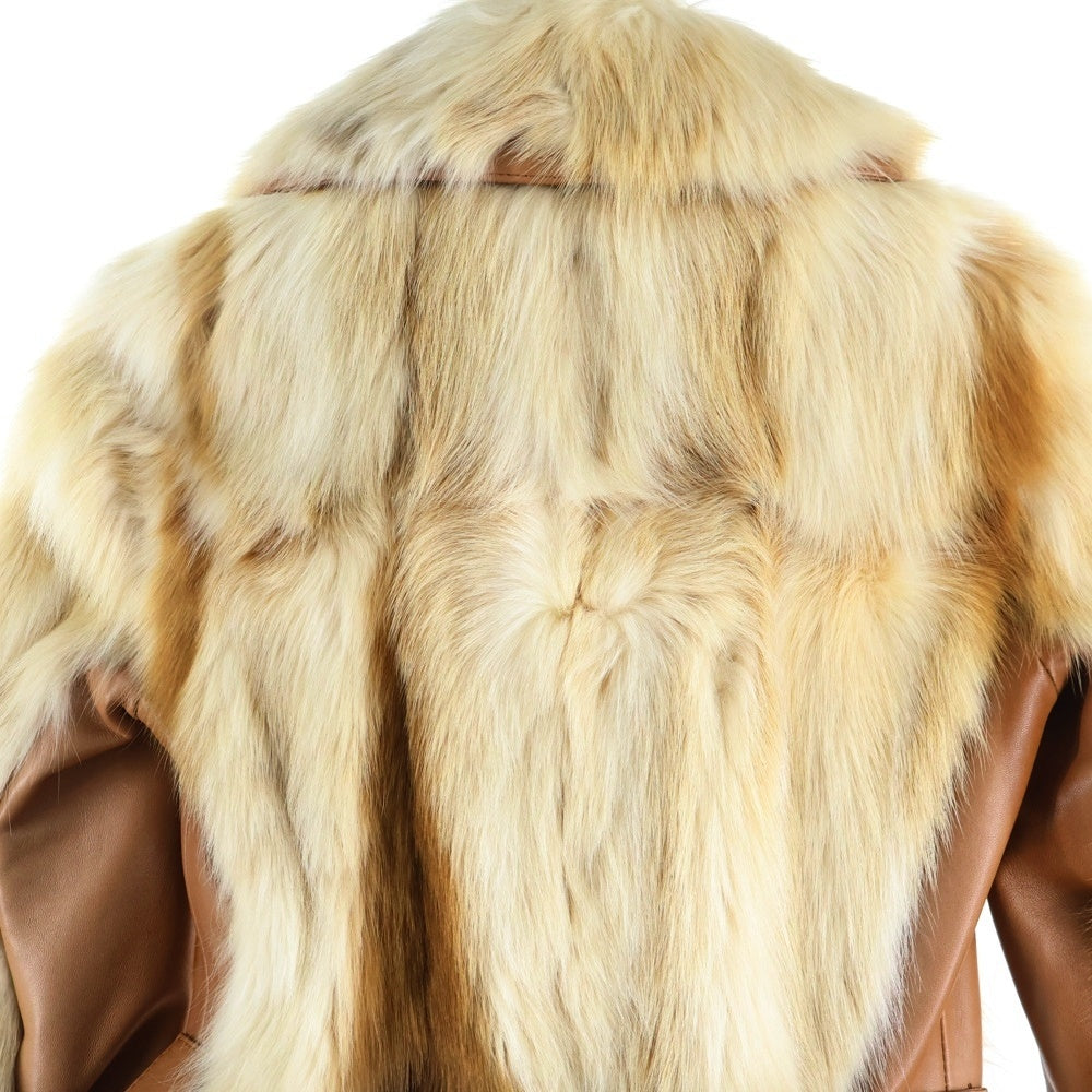 DOLCE & GABBANA(ドルチェアンドガッバーナ) ファーコートレザージャケット ブラウン EFR4K 9668