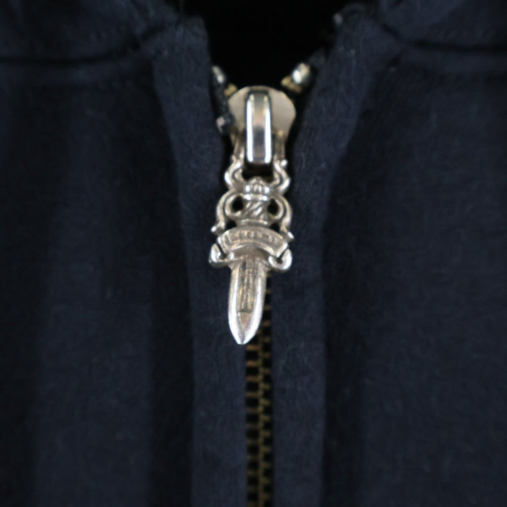 CHROME HEARTS(クロムハーツ) OLD CH PLS オールド CHプラス バックホースシュープリント 裏地サーマル ジップパーカー ブラック /ゴールド