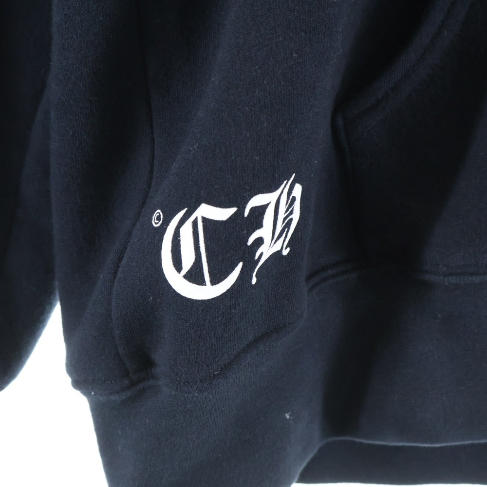 CHROME HEARTS(クロムハーツ) OLD CH PLS オールド CHプラス バックホースシュープリント 裏地サーマル ジップパーカー ブラック /ゴールド
