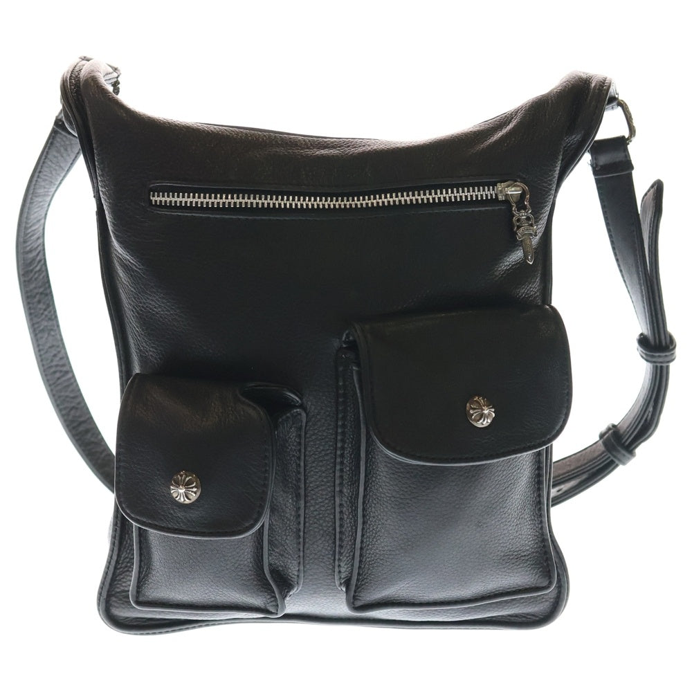 CHROME HEARTS(クロムハーツ) F-SLINGER Fスリンガー フラップクロスボールボタン レザーショルダーバッグ ブラック